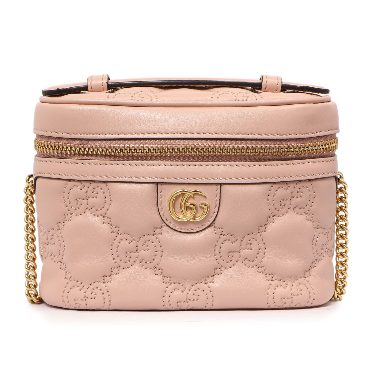 Gucci Pink Calfskin GG Matelasse Top Handle Mini Bag