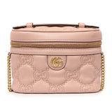 Gucci Pink Calfskin GG Matelasse Top Handle Mini Bag