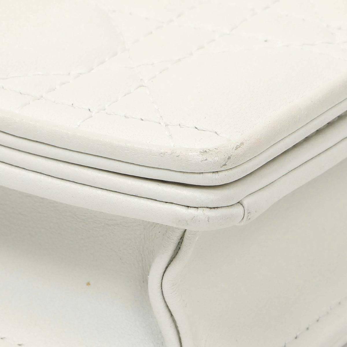 Christian Dior White Lambskin Cannage Lady Dior Pouch with Chain Handbags Christian Dior