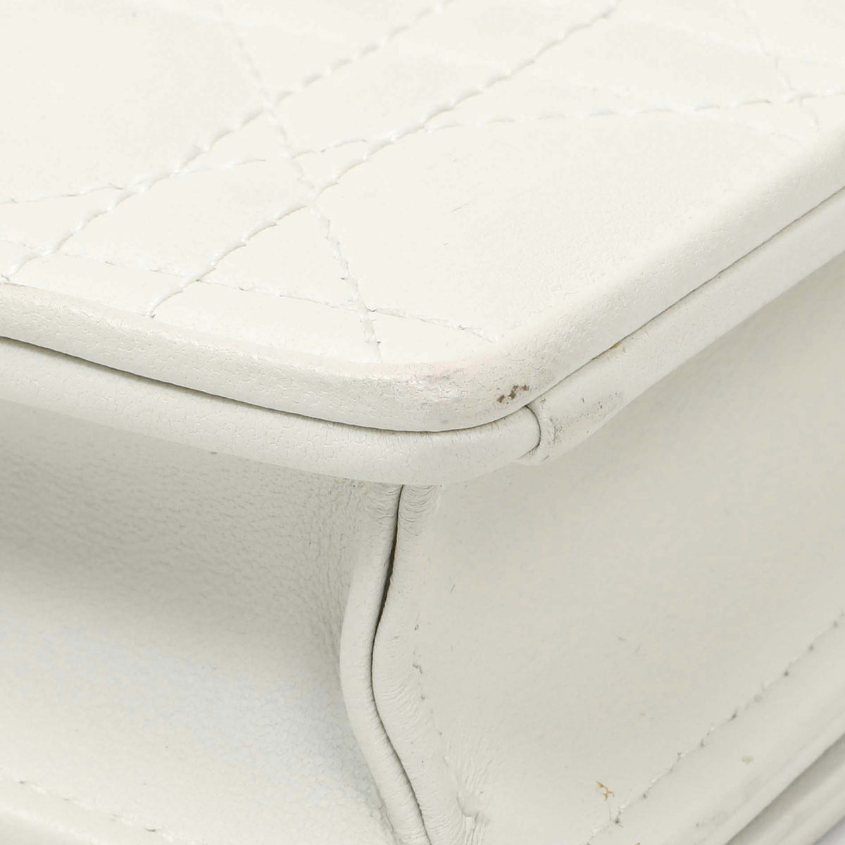 Christian Dior White Lambskin Cannage Lady Dior Pouch with Chain Handbags Christian Dior