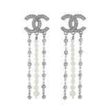 Chanel CC Pearl Crystal Drop Earrings Designer Jewellery Chanel