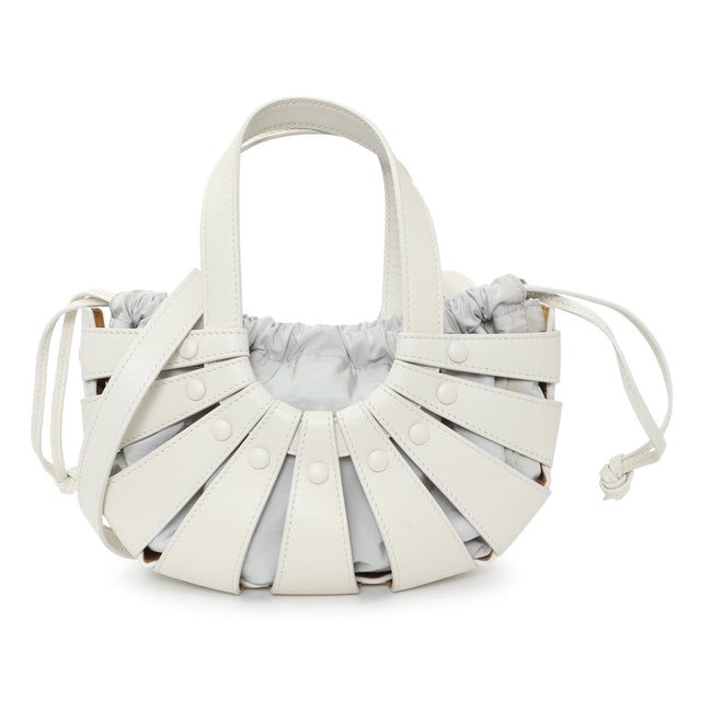 Bottega Veneta White Calfskin Small Shell Bag Handbags Bottega Veneta