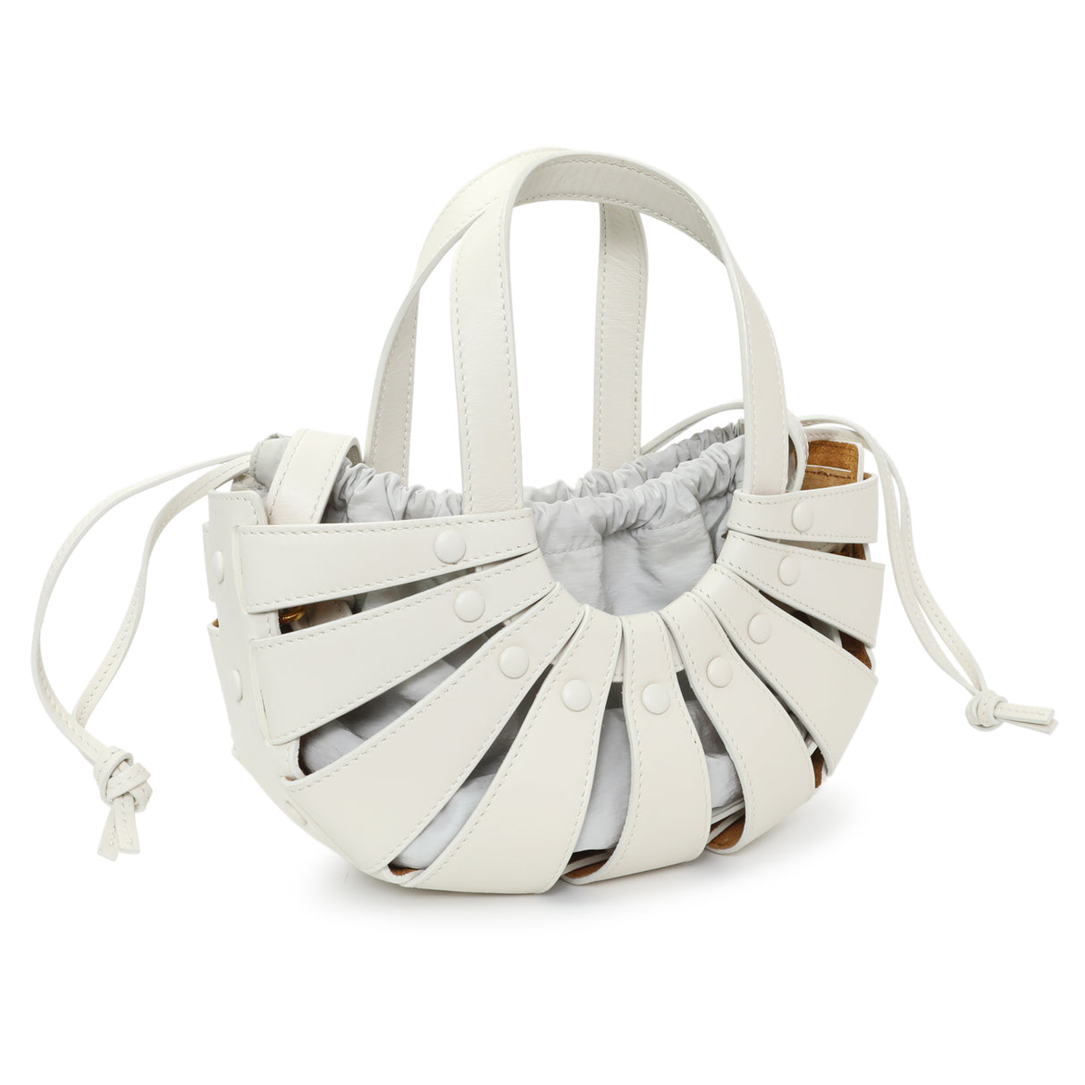 Bottega Veneta White Calfskin Small Shell Bag Handbags Bottega Veneta