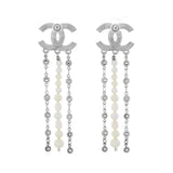 Chanel CC Pearl Crystal Drop Earrings Designer Jewellery Chanel