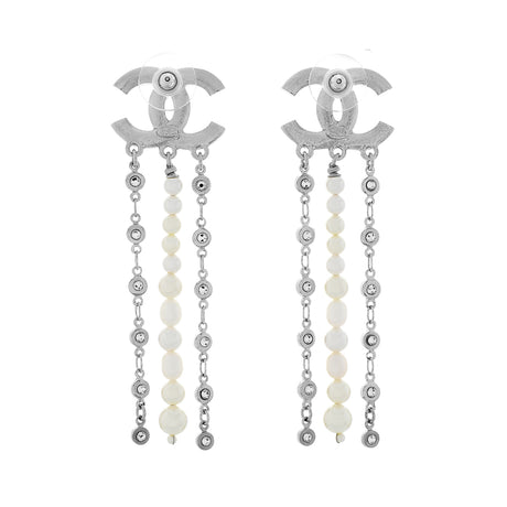 Chanel CC Pearl Crystal Drop Earrings Designer Jewellery Chanel