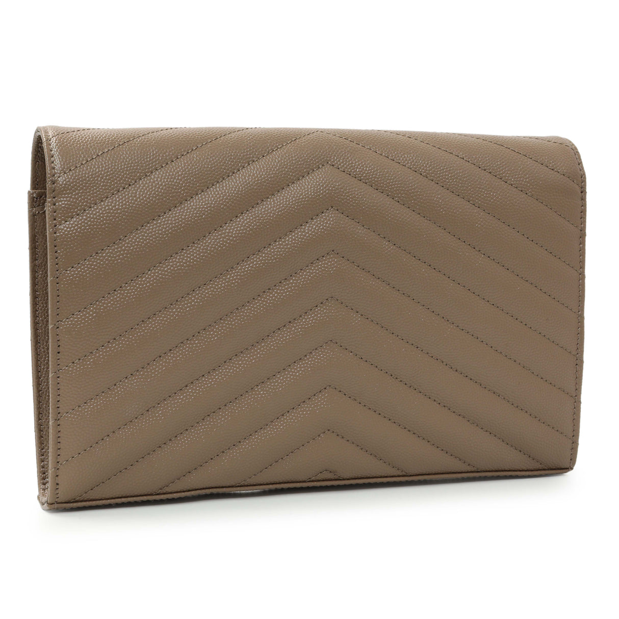 Saint Laurent Dark Beige Grain De Poudre Cassandre Chain Wallet