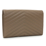 Saint Laurent Dark Beige Grain De Poudre Cassandre Chain Wallet
