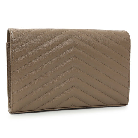 Saint Laurent Dark Beige Grain De Poudre Cassandre Chain Wallet Handbags Saint Laurent