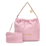 Chanel Pink Shiny Calfskin Large Chanel 22 Handbags Chanel