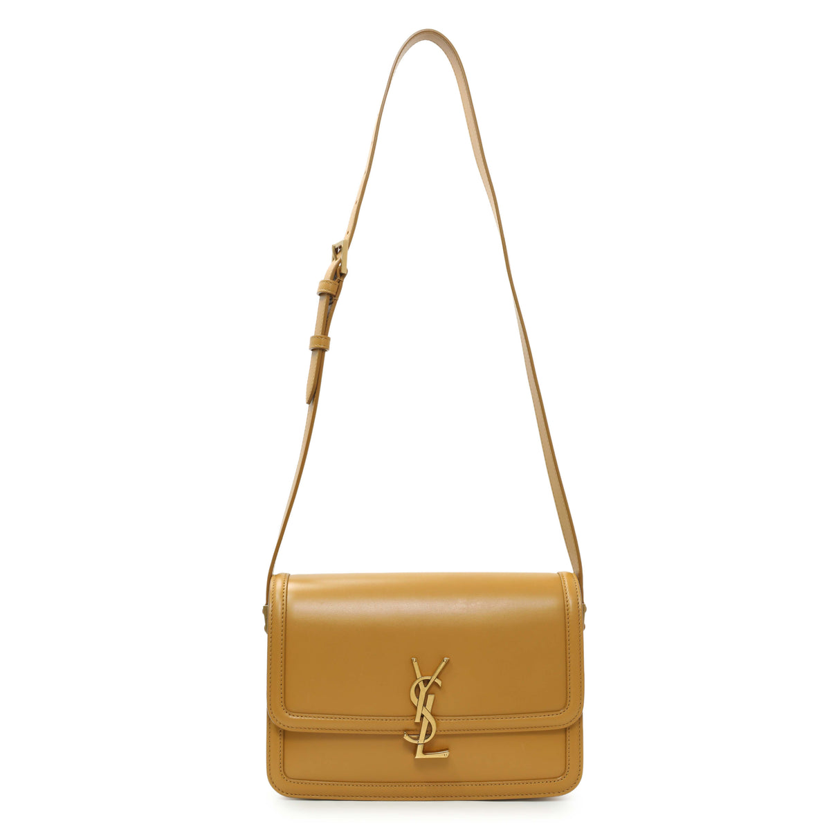 Saint Laurent Dark Sun (Tan) Box Calfskin Medium Solferino Satchel Handbags Saint Laurent
