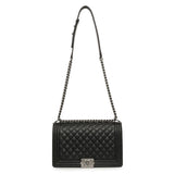 Chanel Black Quilted Caviar New Medium Boy Bag