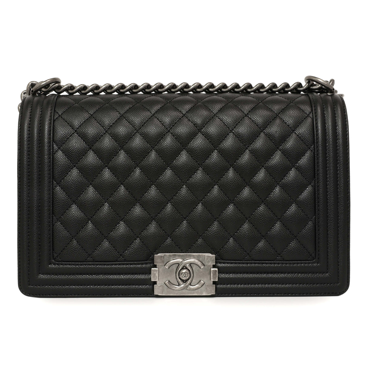 Chanel Black Quilted Caviar New Medium Boy Bag