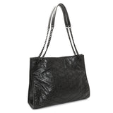 Saint Laurent Black Crinkled Calfskin Matelasse Monogram Medium Niki Shopper Handbags Saint Laurent