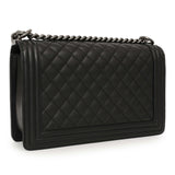 Chanel Black Quilted Caviar New Medium Boy Bag