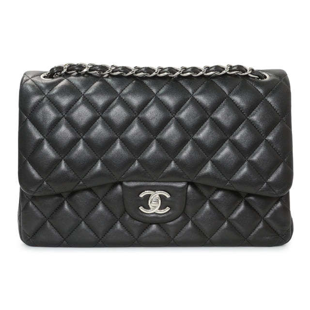 Chanel Black Quilted Lambskin Jumbo Double Flap Handbags Chanel