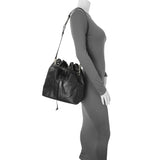 Jimmy Choo Black Nappa Leather Juno Solid Drawstring Bucket Bag Handbags Jimmy Choo