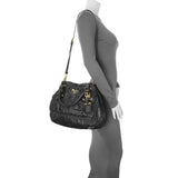 Prada Black Nappa Leather Gaufre Tote Handbags Prada