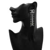 Chanel CC Pearl Crystal Drop Earrings Designer Jewellery Chanel
