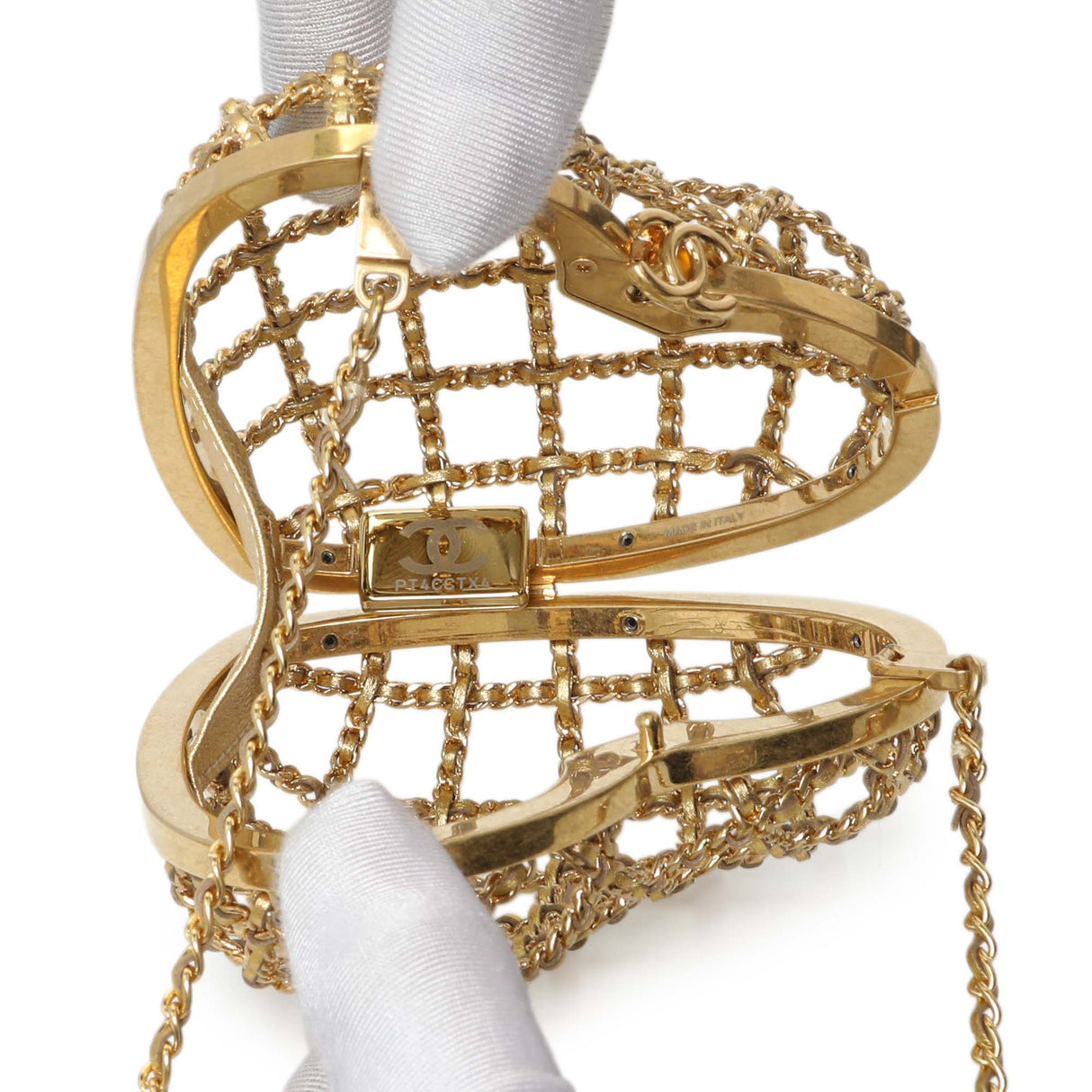 Chanel Metal Metallic Lambskin Heart Minaudiere Crossbody Handbags Chanel