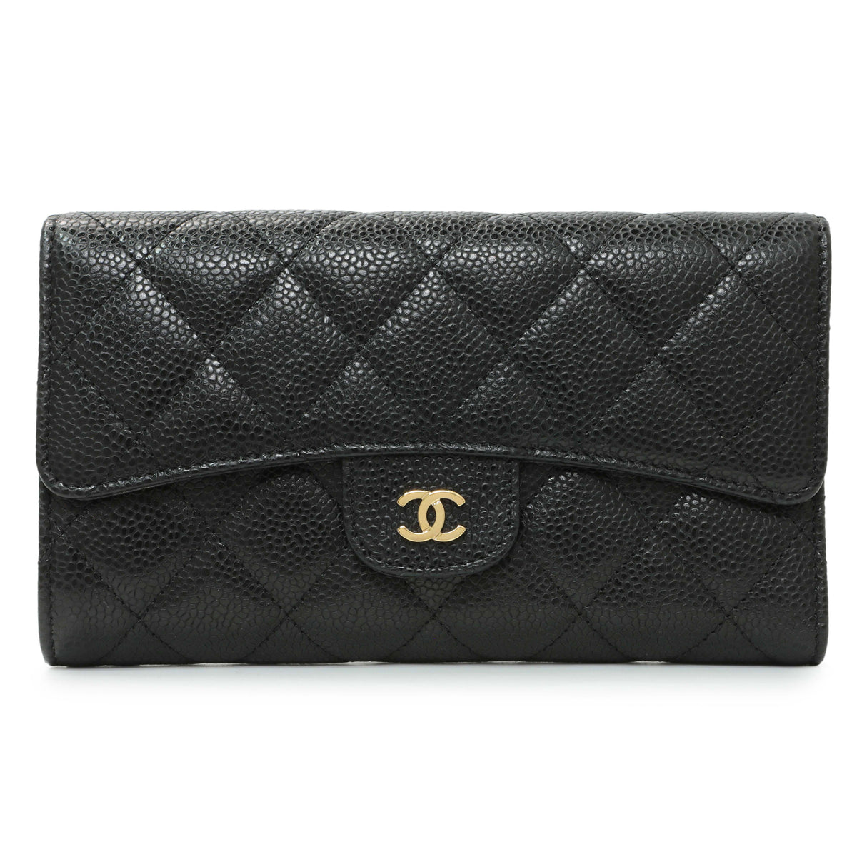 Chanel Black Quilted Caviar Large Flap Wallet Accessories Chanel