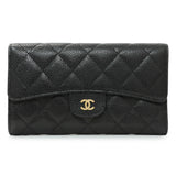 Chanel Black Quilted Caviar Large Flap Wallet Accessories Chanel
