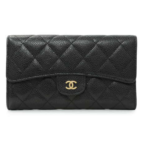 Chanel Black Quilted Caviar Large Flap Wallet Accessories Chanel