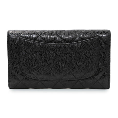 Chanel Black Quilted Caviar Large Flap Wallet Accessories Chanel