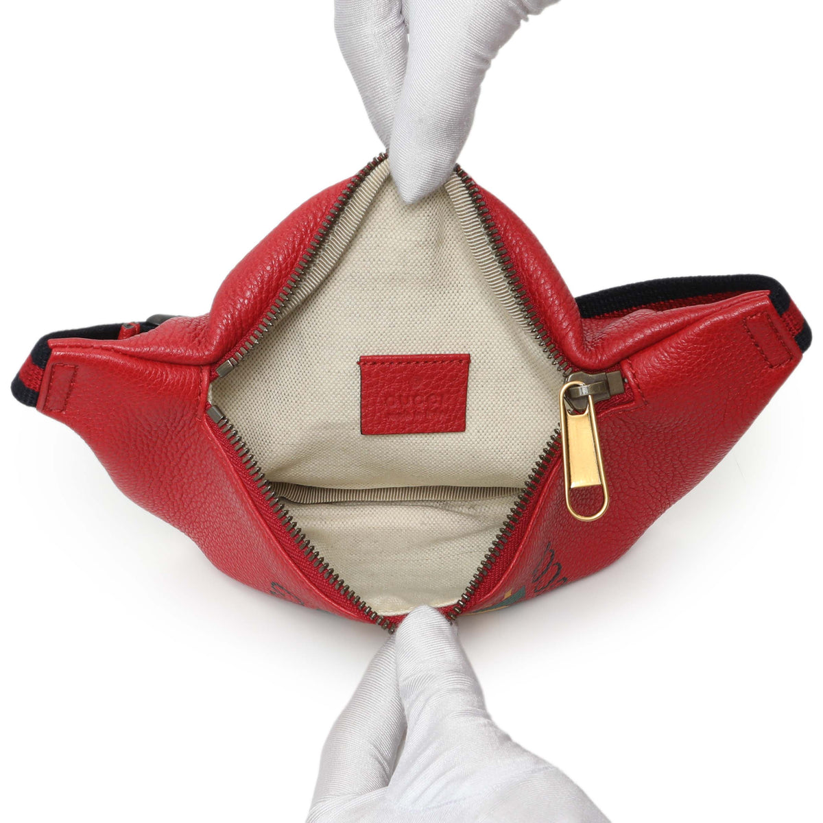 Gucci Hibiscus Red Calfskin Logo Belt Bag Handbags Gucci