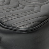 Gucci Black Calfskin Matelasse Small GG Marmont Chain Shoulder Bag Handbags Gucci