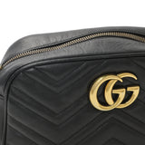 Gucci Black Calfskin Matelasse Small GG Marmont Chain Shoulder Bag Handbags Gucci