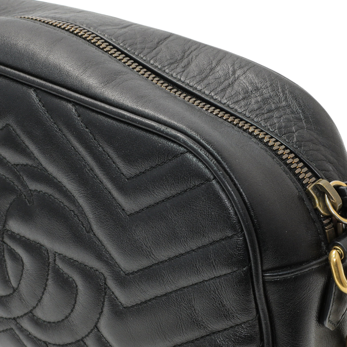 Gucci Black Calfskin Matelasse Small GG Marmont Chain Shoulder Bag Handbags Gucci