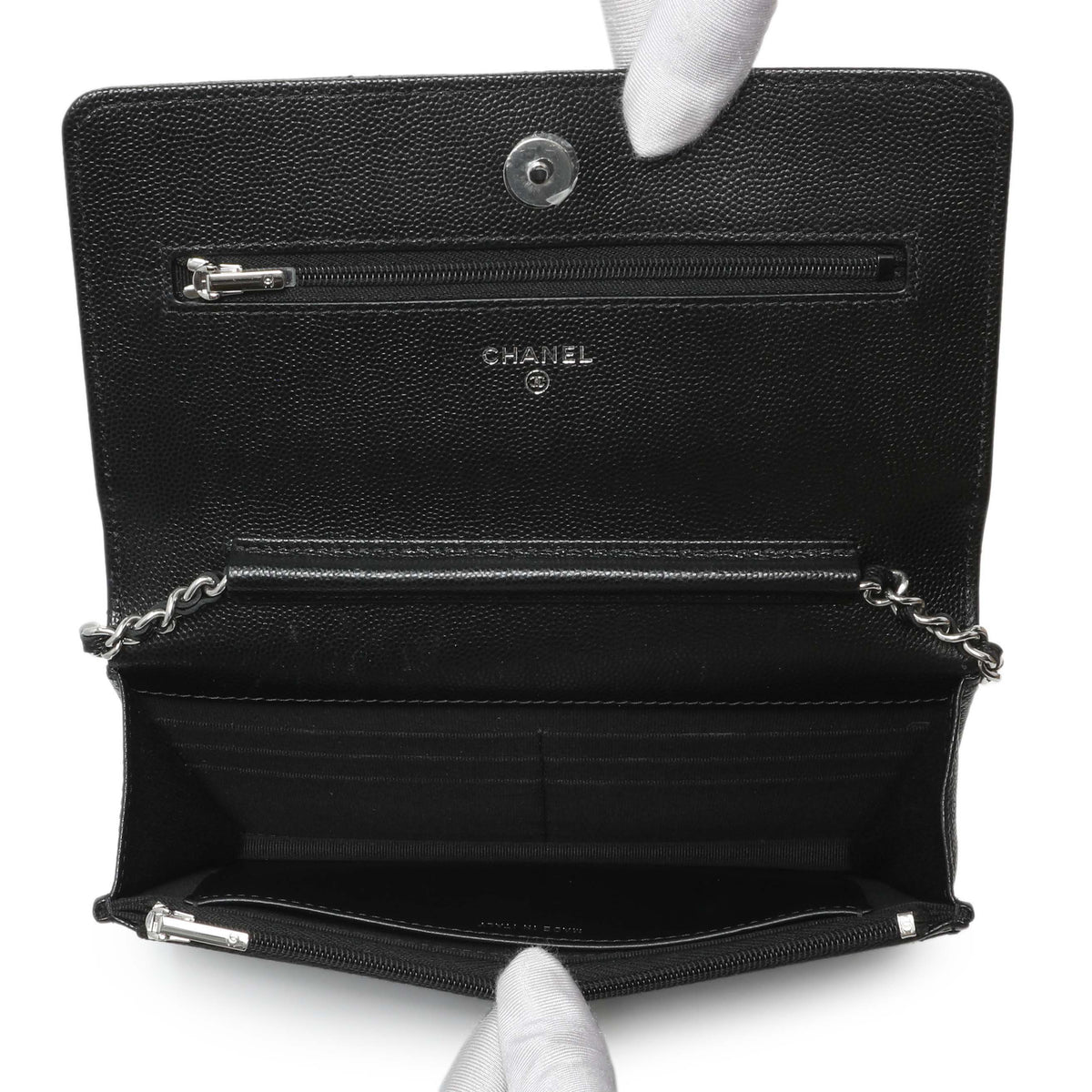 Chanel Black Quilted Caviar Crystal Star Wallet on Chain Handbags Chanel