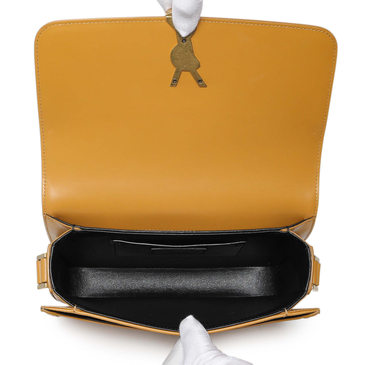 Saint Laurent Dark Sun (Tan) Box Calfskin Medium Solferino Satchel Handbags Saint Laurent