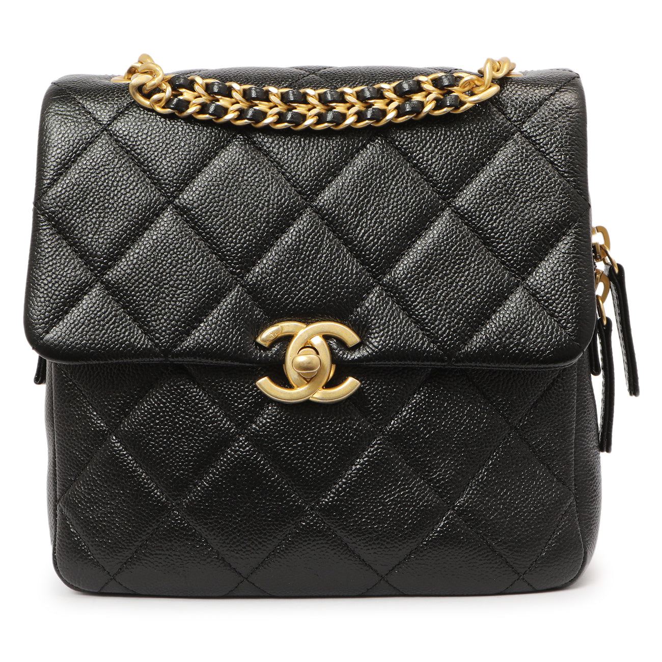 Chanel Quilted Black Caviar Chain Melody Backpack Modaselle