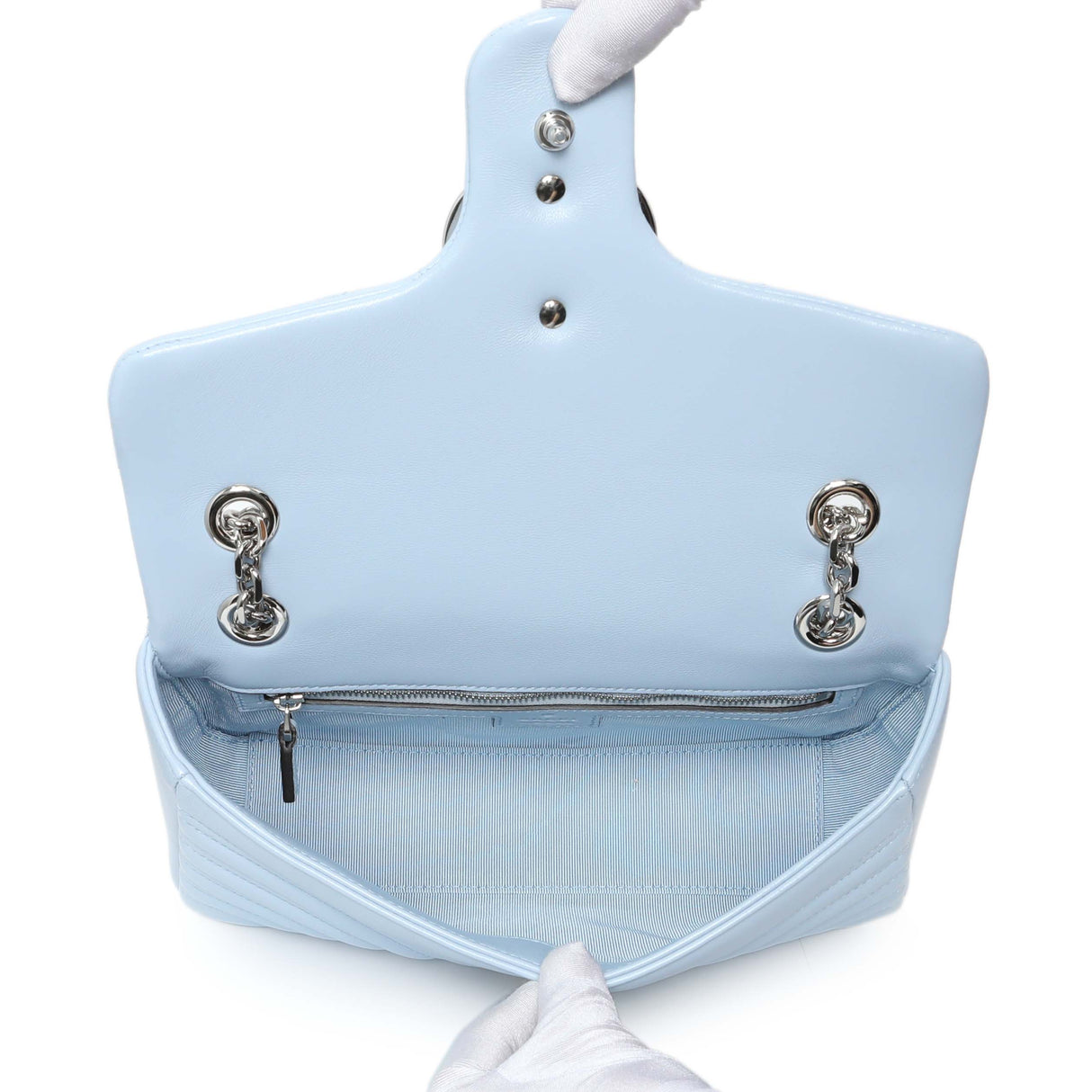 Gucci Light Blue Calfskin Matelasse Medium GG Marmont Shoulder Bag Handbags Gucci