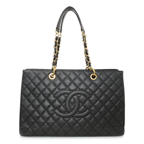 Chanel Black Quilted Caviar XL Grand Shopping Tote GST Handbags Chanel