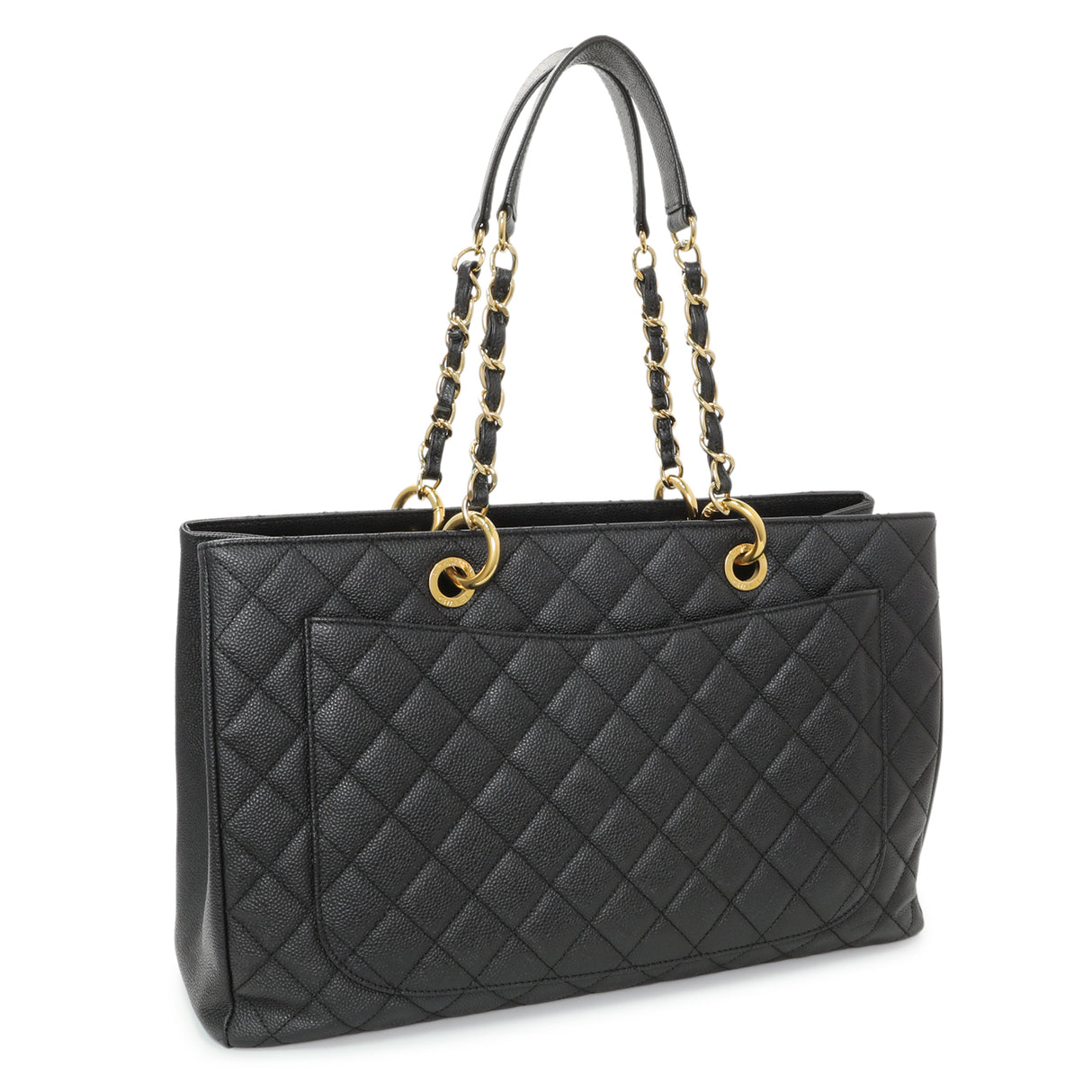 Chanel Black Quilted Caviar XL Grand Shopping Tote GST Handbags Chanel