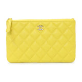 Chanel Yellow Quilted Caviar Cosmetic Case Accessories Chanel