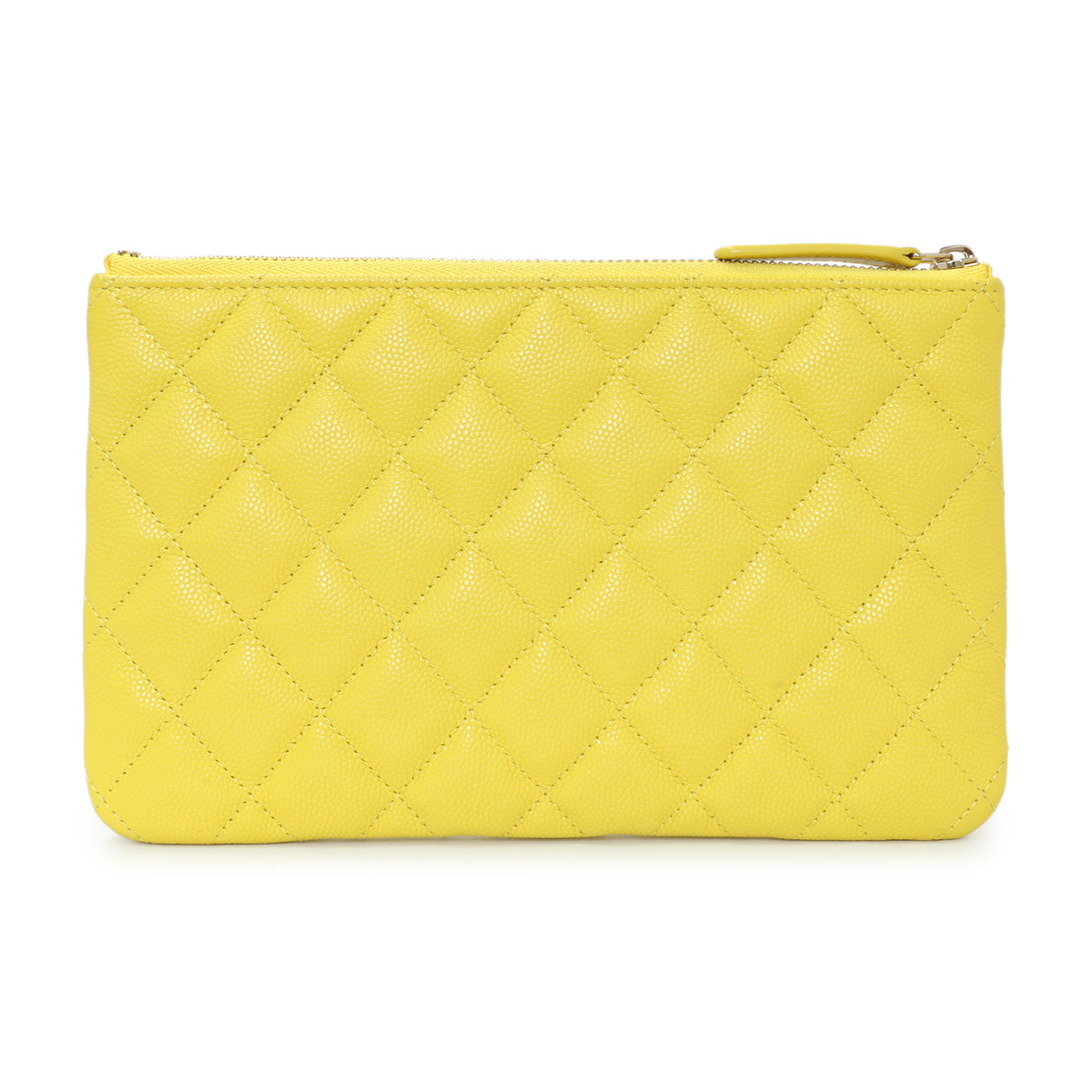 Chanel Yellow Quilted Caviar Cosmetic Case Accessories Chanel