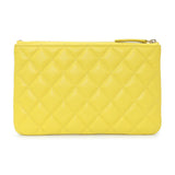 Chanel Yellow Quilted Caviar Cosmetic Case Accessories Chanel