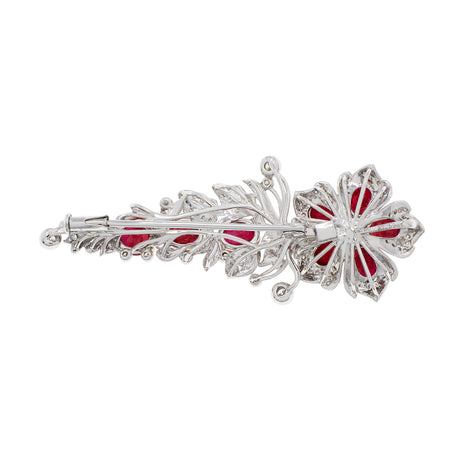 18K White Gold 6.81 Carat Ruby Blossom Brooch Fine Jewellery Modaselle