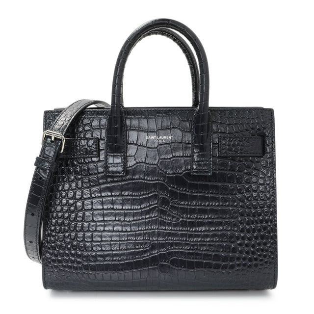 Saint Laurent Calfskin Crocodile Embossed Nano Sac De Jour – Modaselle
