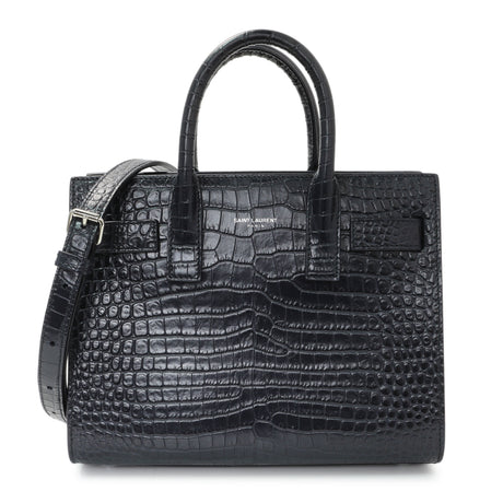 Saint Laurent Calfskin Crocodile Embossed Nano Sac De Jour Handbags Saint Laurent