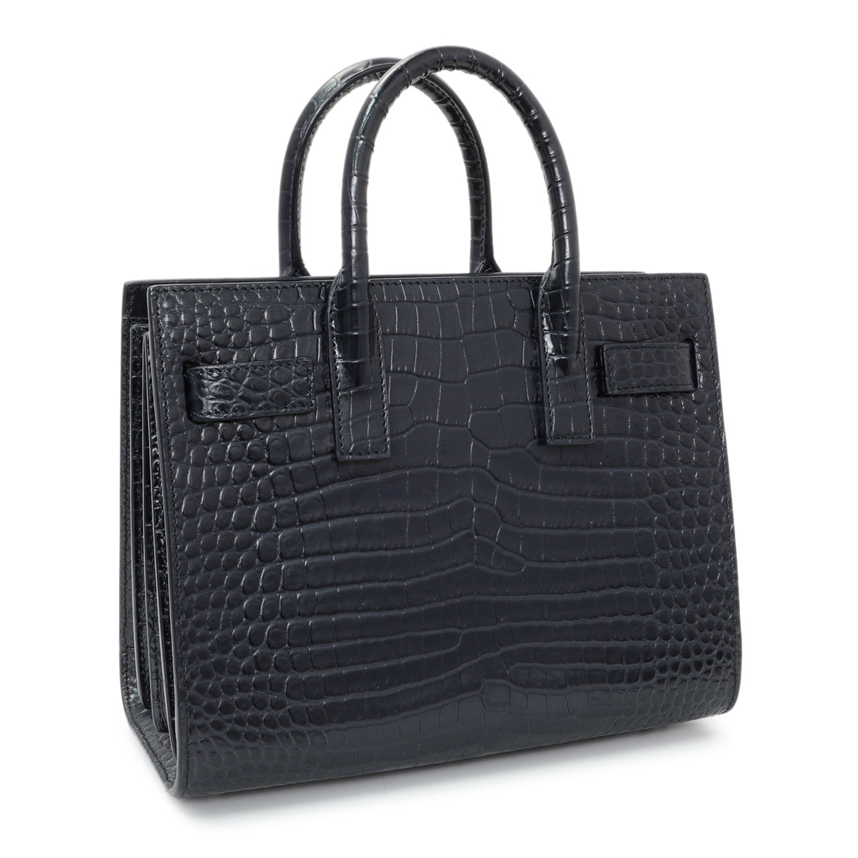 Saint Laurent Calfskin Crocodile Embossed Nano Sac De Jour Handbags Saint Laurent