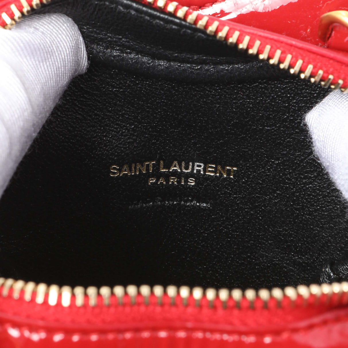 Saint Laurent Red Patent Mini Heart Chain Bag