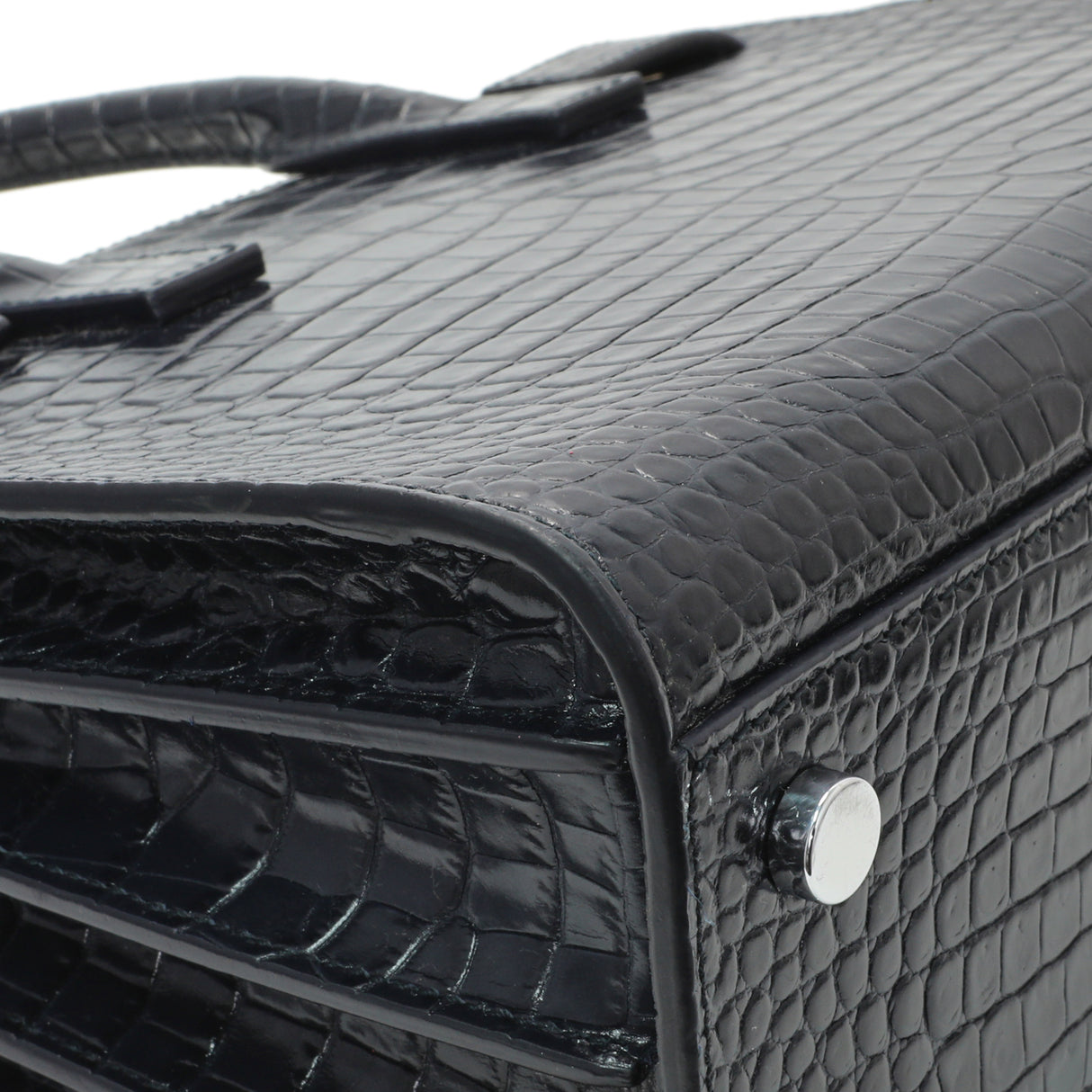 Saint Laurent Calfskin Crocodile Embossed Nano Sac De Jour Handbags Saint Laurent