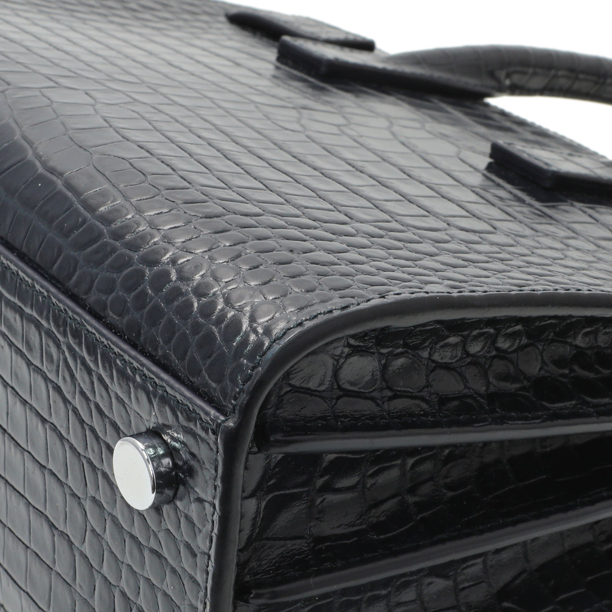 Saint Laurent Calfskin Crocodile Embossed Nano Sac De Jour Handbags Saint Laurent