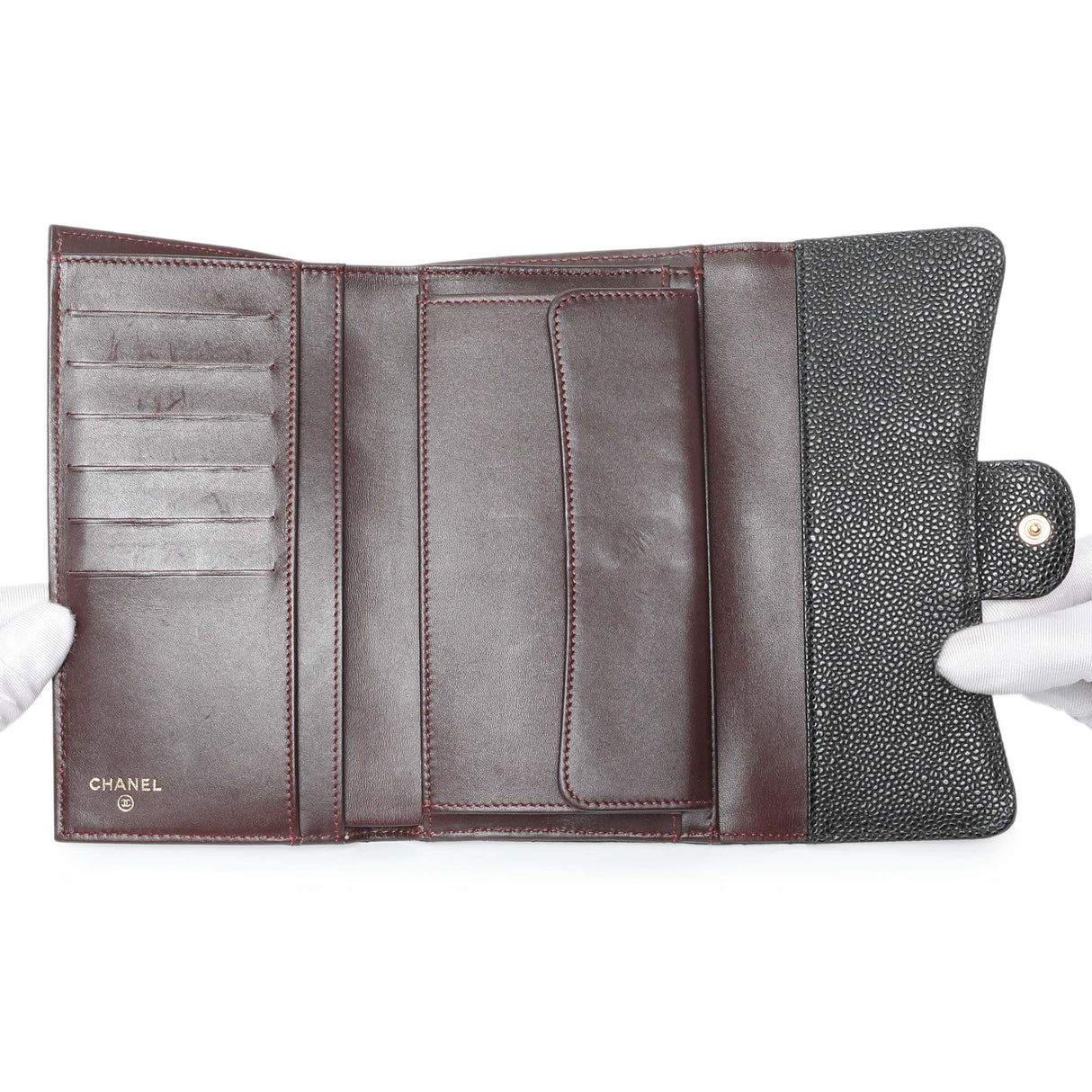 Chanel Black Quilted Caviar Large Flap Wallet Accessories Chanel