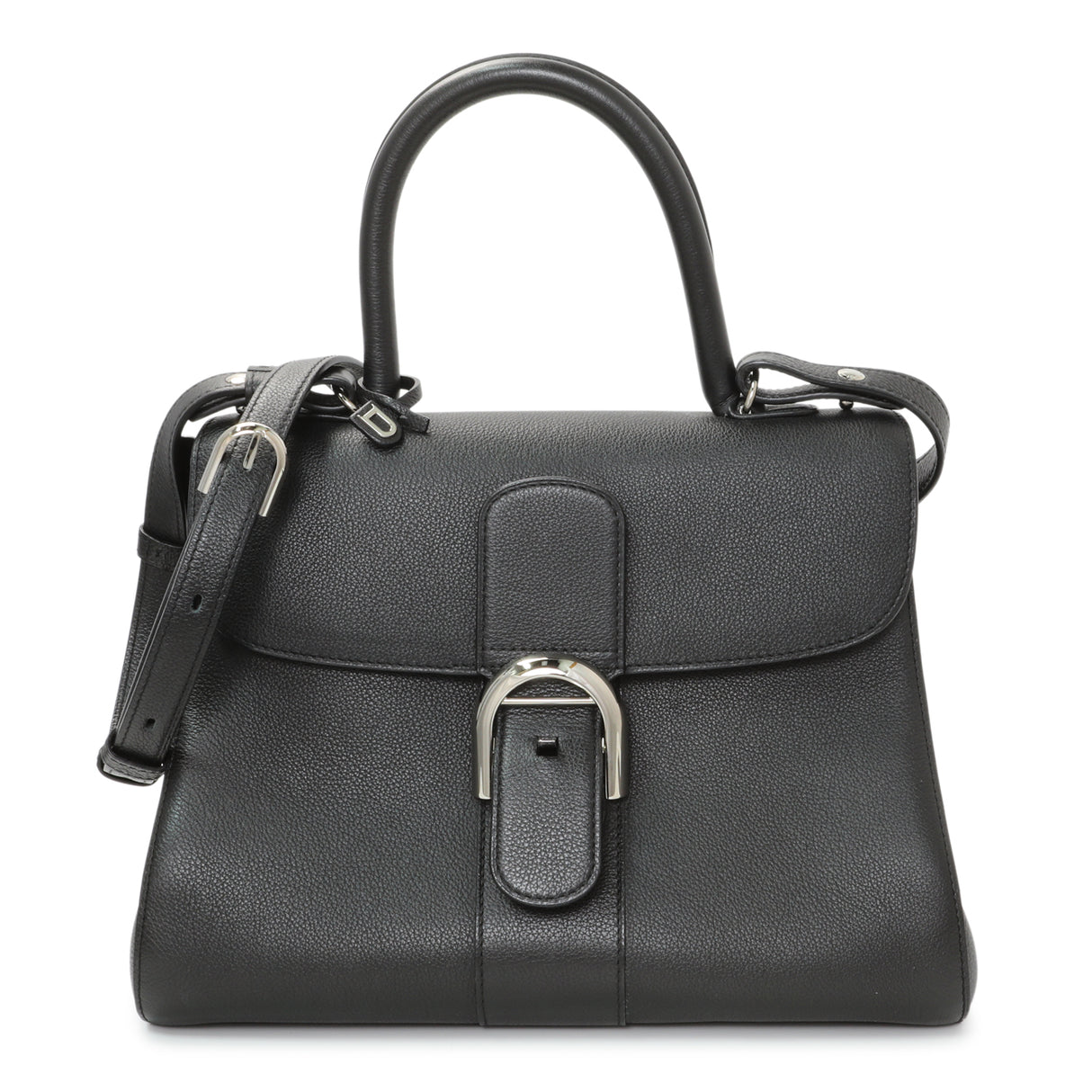 Delvaux Black Grained Calfskin Brillant MM Handbags Delvaux