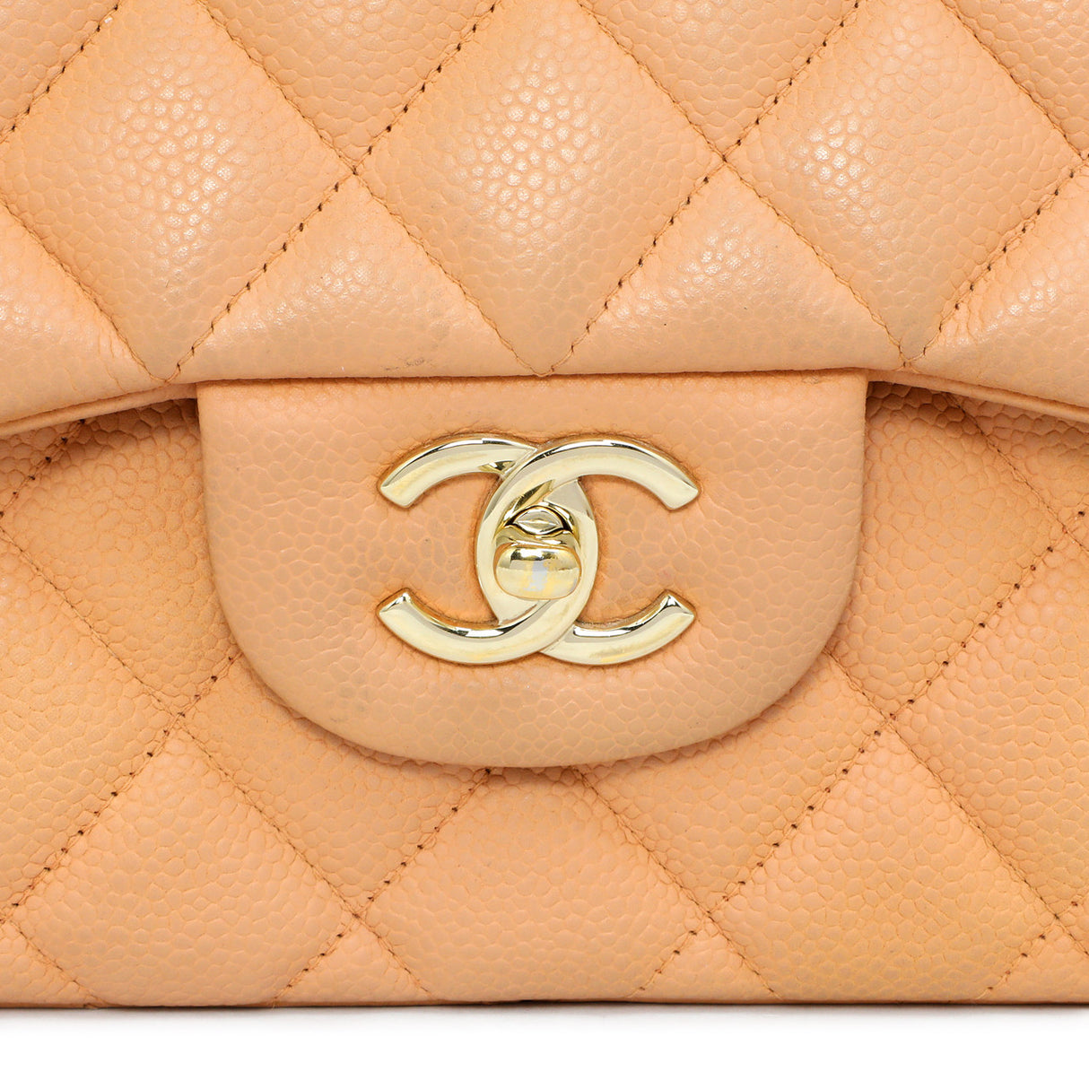 Chanel Peach Quilted Caviar Jumbo Classic Double Flap